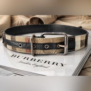 Burberry Nova Check and Black Leather Belt Men’s Size 40